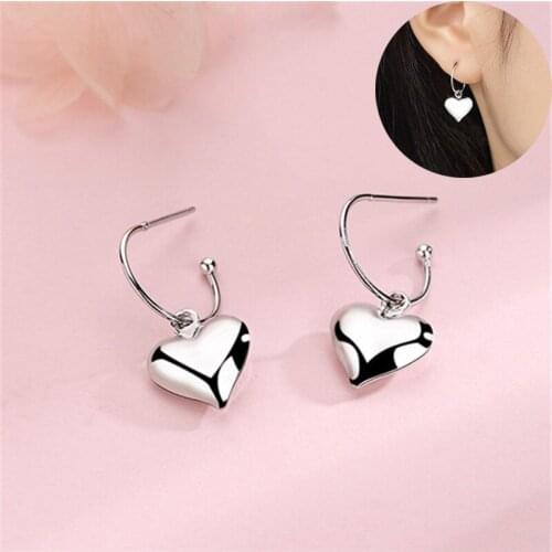 Heart Earrings Silver Heart Hoop Drop Jewellery Earrings Womens Beautiful