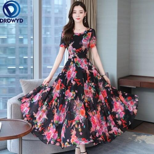 Chiffon Beach Maxi Dress 2021 New Summer Womens Long Section Is Thin Bohemian Vacation Long Dress Ladies Party Dress Vestidos