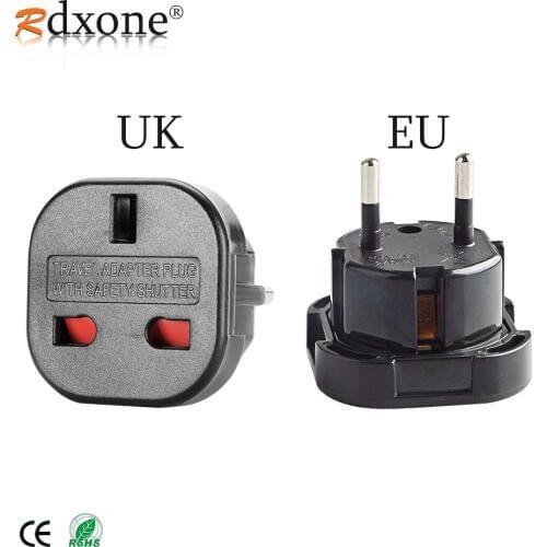 Rdxone UK to EU plug adapter Plug Converter 2 Pin Wall Plug Socket for UK to EU Travel Charger Adapter