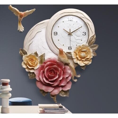 Modern minimalist creative personality embossed European home wall clock living room clock bedroom decoration clock