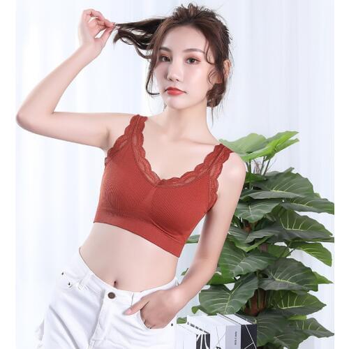 Push Up Sports Top Gym Running Sports Bra Underwear Seamless Threaded Chest Padded Topless Female Sport Bra