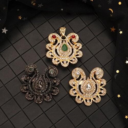 Turkish Tassels Women Jewelry Brooch Pin Old Gold Crystal Brooches Water Drop Gold Brooches for Bridal