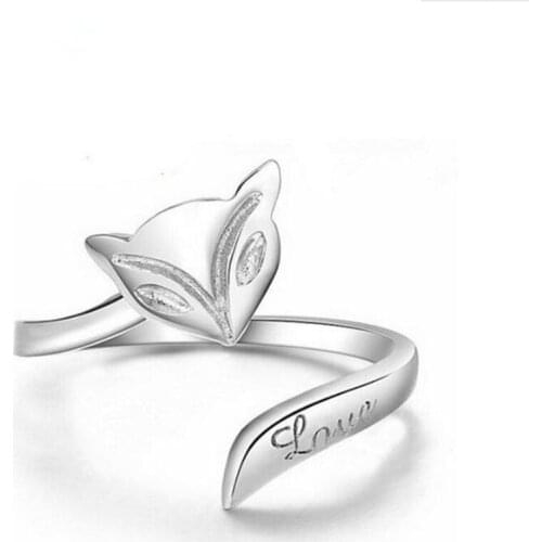 Season Gate 925 Sterling Silver Cute Lovely Elegant Animal Fox Adjustable Size Open Ring SR155
