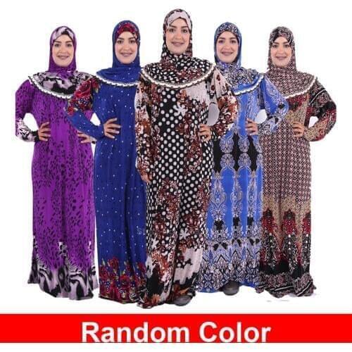 Full Cover Women Muslim Abaya Dress Traditional Hijab+dress Islamic Clothing Set Dubai Arabic Turkish Ramadan Prayer Outfits