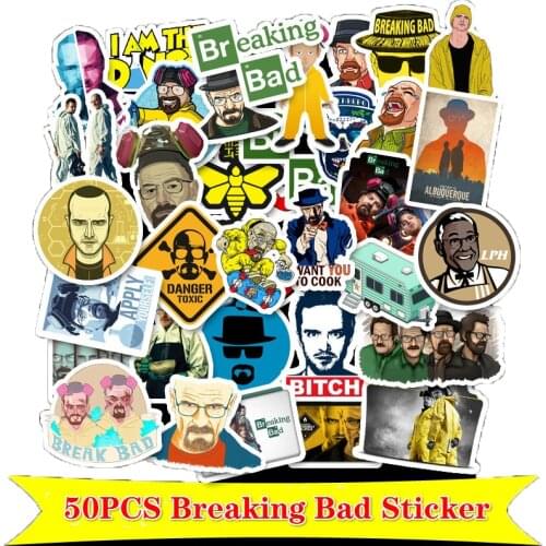 50Pcs Cool Tv Show Breaking Bad Stickers for Luggage Trolley Case Skateboard Laptop Waterproof Personality Graffiti Sticker