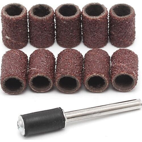 10Pcs 6mm Grit 120# Sanding Bands +3.17mm Mandrel Rotary Tool Nail Drill Bits L15