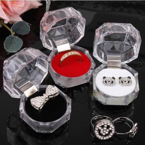 10Pcs/Lot 3 Colors Acrylic Crystal Clear Ring Box Transparent Black Box Stud Earring Jewelry Case Gift Boxes Jewelry Packaging
