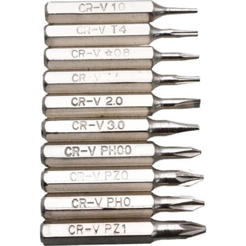 10pcs 28mm Magnetic CR-V Precision Screwdriver Bit Set PH00 PH0 Z1 Z0 3.0 2.0 1.0 T5 T4 0.8 Multifunctional Hex Torx Head MAY-3