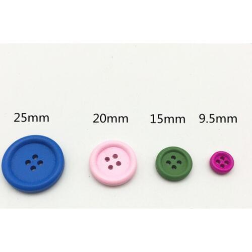 100pcs 9.5mm 15mm 20mm 25mm Mixed Wood Round Sewing Buttons with 4 Holes For Scrapbooking Clothing Accessories