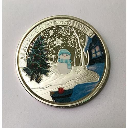 100 pcs Non magnetic Merry Christmas gift Santa Claus snow man coin silver plated 40 mm colored badge Elizabeth souvenir coin