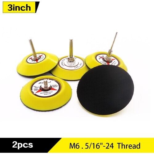 2pcs 3Inch 75mm Back-up Sanding Pad 1/4" Shank or M6 5/16"-24 Thread Hook and Loop Sanding Discs Replacement Pad