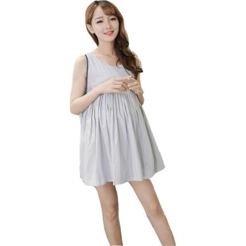 2020 Pregnancy Dress Summer Maternity Dress Solid Color Pregnant Dresses Sleeveless Fashion Maternity Shirt Dress