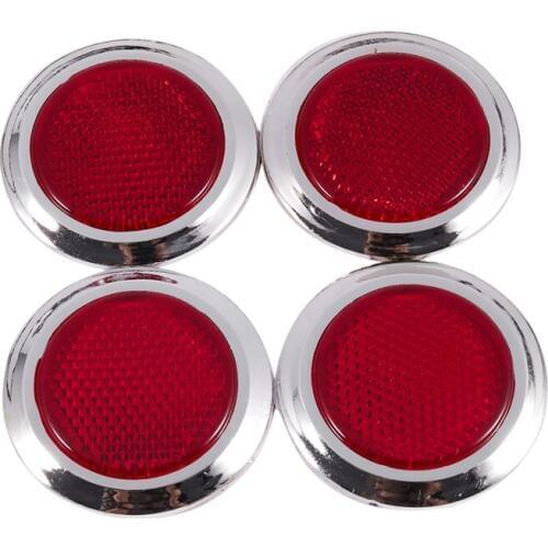 4 Pcs Auto Car Plastic Round Reflective Reflector Sticker Red
