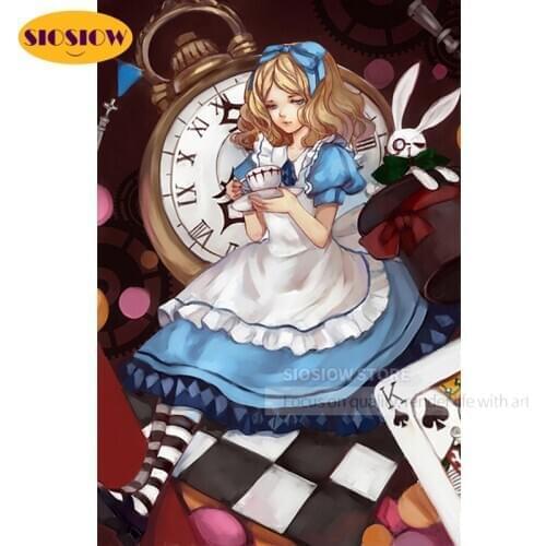 5d Diamond Painting Full Square Set Cartoon Alice In Wonderland Diamond Embroidery Cross Stitch Home Decoration Girls Decor Room