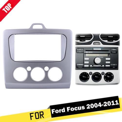 LONGSHI 2Din Car Radio Fascia Frame Trim Kit Dashboard For 2004-2011 Ford Focus Panel Plate Dash Mount Stereo Bezel 2 din