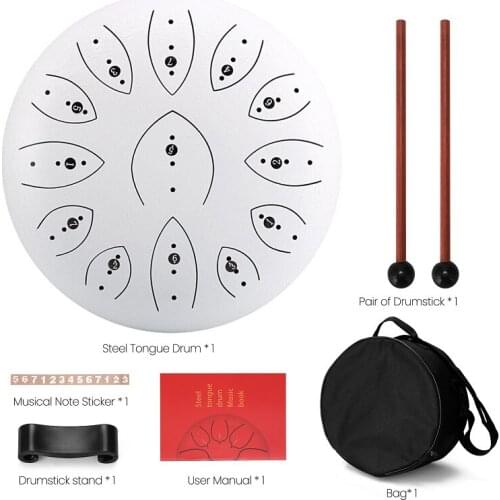 Steel Tongue Drum 12 Inch 13 Tune Steel Hand Pan Drum Tank Drums With Drumsticks Carrying Percussion Instruments Handpan Gifts