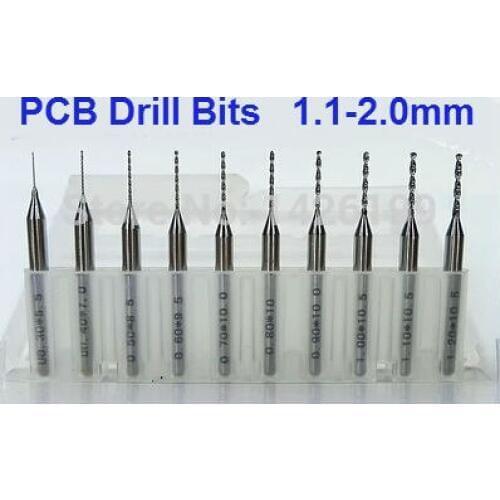 Free Shipping New 10PCS 1.1mm to 2.0mm PCB Print Circuit Board Drill Bits,PCB CNC drill Bits Milling Machine,mini drill bits