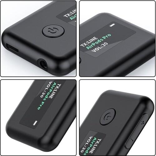 YET-T2 Wireless 5.0 Audio Transmitter Receiver USB Charging With 3.5mm Jack Aux Wireless Adapter OLED HIFI For PC TV