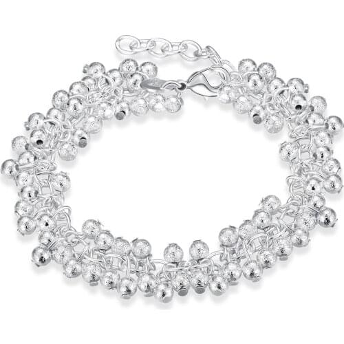 New 925 Sterling Silver Bracelet Fashion Frosted Bead Bracelet Pulseiras De Prata Men&Women Jewelry Gift