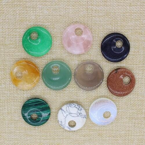 Z Fashion Donuts 30mm Natural Stone Beads, Natural Stone Pendant, Used for Jewelry Making Necklace Pendant Earring Pendant Acces