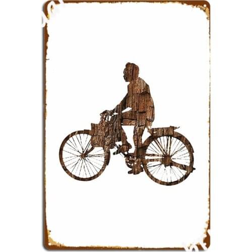 Wooden Bicycle Man Metal Sign Garage Club Plates Cinema Kitchen Design Tin Sign Poster