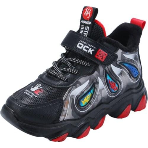 2021 Winter Kids Sneakers Boys Fashion Leather and Velvet Sport Shoes Girls Casual Warm Running Shoes Temperament Babies