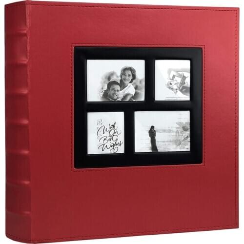Photo Album Holds 4X6 400 Photos Pages Large Capacity Leather Cover Binder Wedding Family Baby Photo Albums Book (Red)