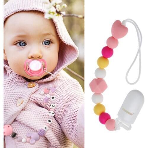 Hot Sale 1PC Silicone Beads Pacifier Clip Colorful Pacifier Chain Baby Teething Soother Chew Toy
