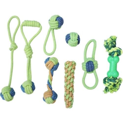 Pet cotton rope toy supplies dog molars clean teeth colorful dog bite rope combination set bite toy