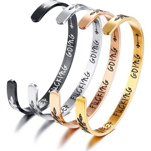Exquisite Titanium Steel Cuff Bracelet Leaves Open Bangle for Women Motivational Personality Bracelets 4 Colors Can be Chosen