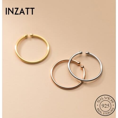 INZATT Real 925 Sterling Silver Spiral Bead Adjustable Ring For Fashion Women Fine Jewelry Punk Minimalist Accessories