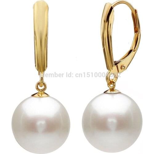 Beautiful AAA 11-12mm Round south sea white pearl earrings