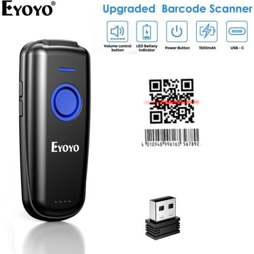 EYOYO EY-023 Mini Barcode Scanner 1D/2D 2.4G Wireless Bar Code Scanner Android IOS Windows Bluetooth Scanner CCD Laser Reader