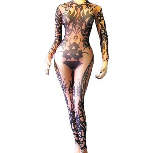 Fashion Women Spandex Skinny Stretch Jumpsuits Nightclub Show Girl Singer Dance Stage Wear Evening Prom Performance Costume