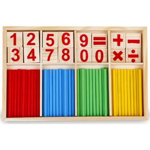 Montessori Wooden Number Math Game Sticks Puzzle Teaching Aids Set Mathematical Learning Educational Toys