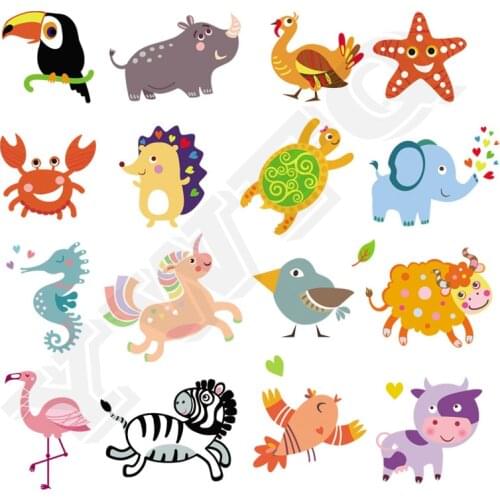 Set Of Star Patches For Clothes DIY Flamingo Stickers Badges New Appliques For Children Gift Washable Animal Heat Transfers