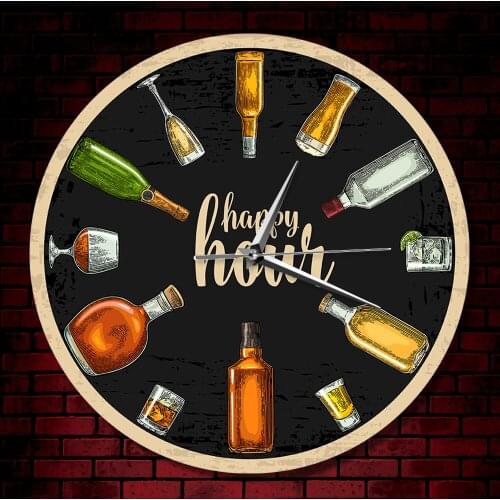Happy Hour Wine Time Wall Clock Wine Clock Booze Wall Clock Winery Pub Bar Wall Decor Restaurant Wine Drinker Alcohol Gifts