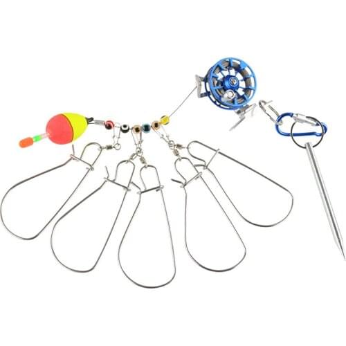 Stainless Steel Fish Buckles Multifun Fishing Tools Accessories Lock Live Fish with Metal Take-up Ground Plug Beads Float Bag