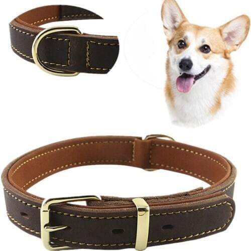 Top Grade Leather Dog Collar Pet Leads Alloy Buckle Labrador German Shepherd Dog Collar Large Dog Products Accessories