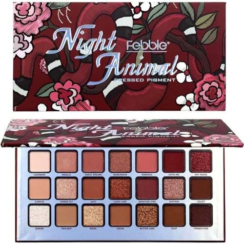 FEBBLE 21 Colors Night Animal Matte Glitter Eyeshadow Palette Glitter Pearlescent Matte Eye Shadow Pigment Makeup Maquiagem