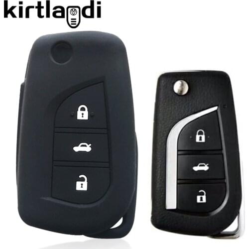 Silicone Key Cover Case Holder Keychain for Toyota C-HR Yaris Aygo Scion IM Corolla Verso 3 Button Remote Control Car Key Case