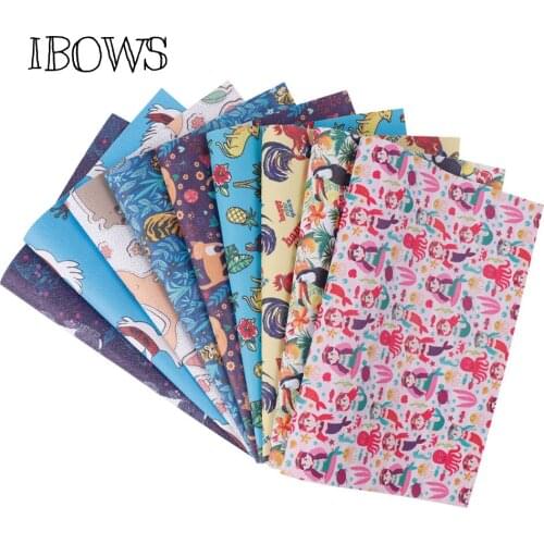 22cm*30cm Synthetic Leather Fabric Sheet Mermaid Animals Printed Pu Fabric For DIY Bag Hairbows Patchwork Sewing Material Fabric