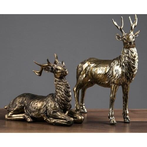 Nordic Arts Crafts Lovers Deer European Style Room Wine Cabinet Living Room Decorations Home Creative Natural Resin Figurines