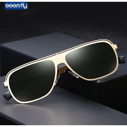 Seemfly 2021 Vintage Square Sunglasses For Men Retro Fashion Metal Colorful Clear Lens Sunshades Ultraviolet-proof Sun Glasses