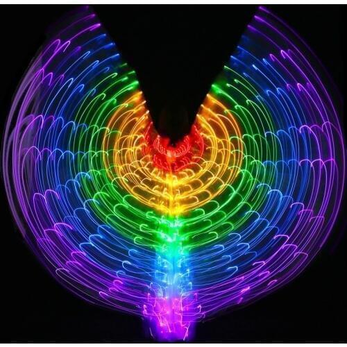 Led Isis Wings with Adjustable Stick Belly Dance Accessories Stage Performance Props Shining Led Wings Open 360 Degrees