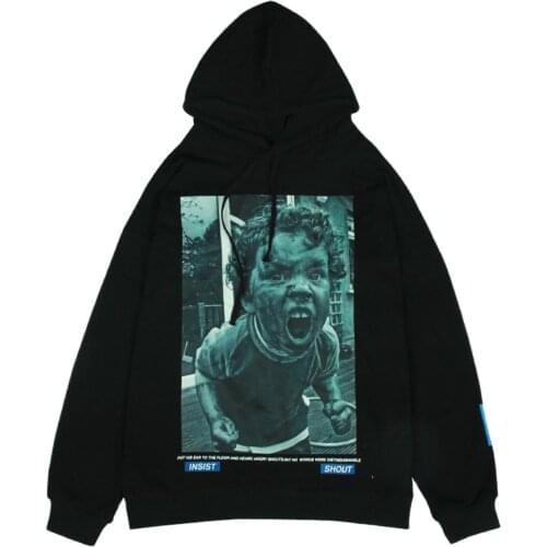 Hip Hop Hoodie Sweatshirts Dark Character Print Harajuku Hoodie Autumn Fleece Casual Hoodies Streetwear Cotton Hooded Pullover