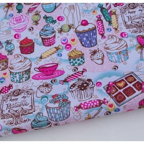 140cmx50cm PVC coated waterproof fabric - Icecream candy cake and coffee (pink)