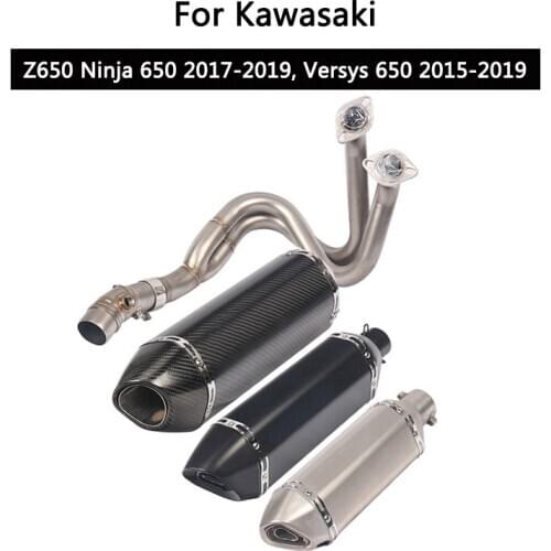For Kawasaki Z650 Ninja 650 2017-2019 Exhaust System Motorcycle Header Mid Link Pipe Slip On 51 mm Escape Versys 650 2015-2019