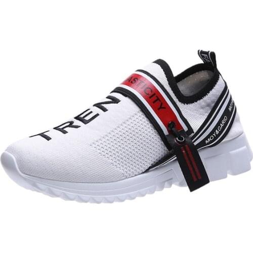 Womens Casual Large Size Shoes Flying Knitting Foot Running Shoes Womens Single Shoes Lightweight Couple Flat Sneakers