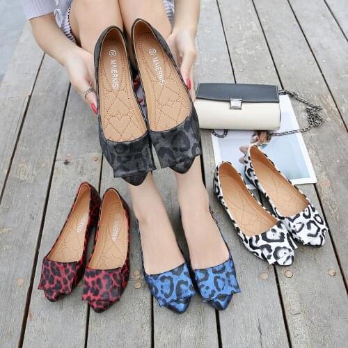 44 45 plus size flat shoes woman sexy leopard print flats shallow mouth mixed color ballerina shoes female slip on loafers